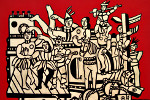La grande parade sur fond rouge